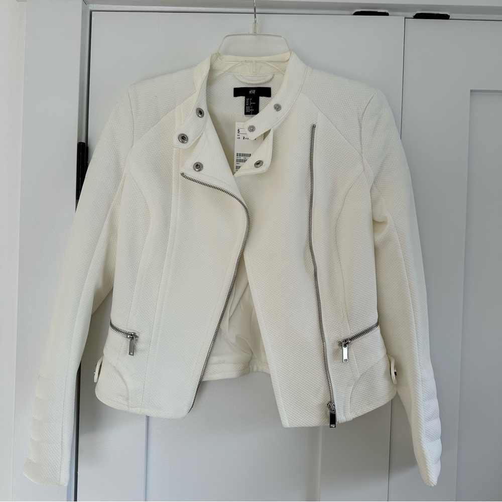 NWT! H&M White Moto Jacket